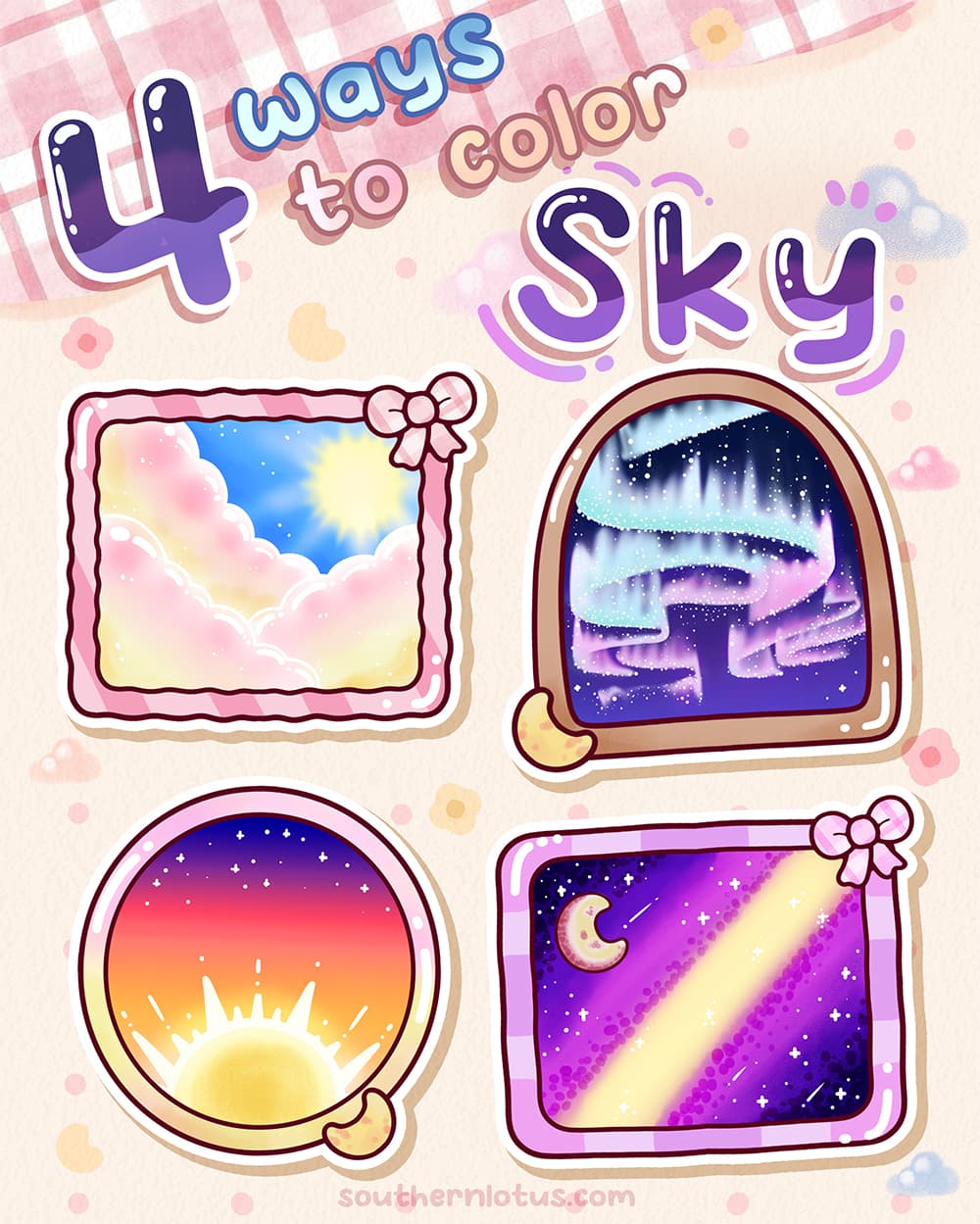 How To Draw Sky: 4 Easy Sky Background Styles For Cozy Coloring Pages
